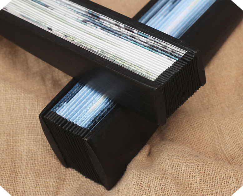 Chinese Silk Bamboo Folding Fan Printed with Landscape Ink Painting