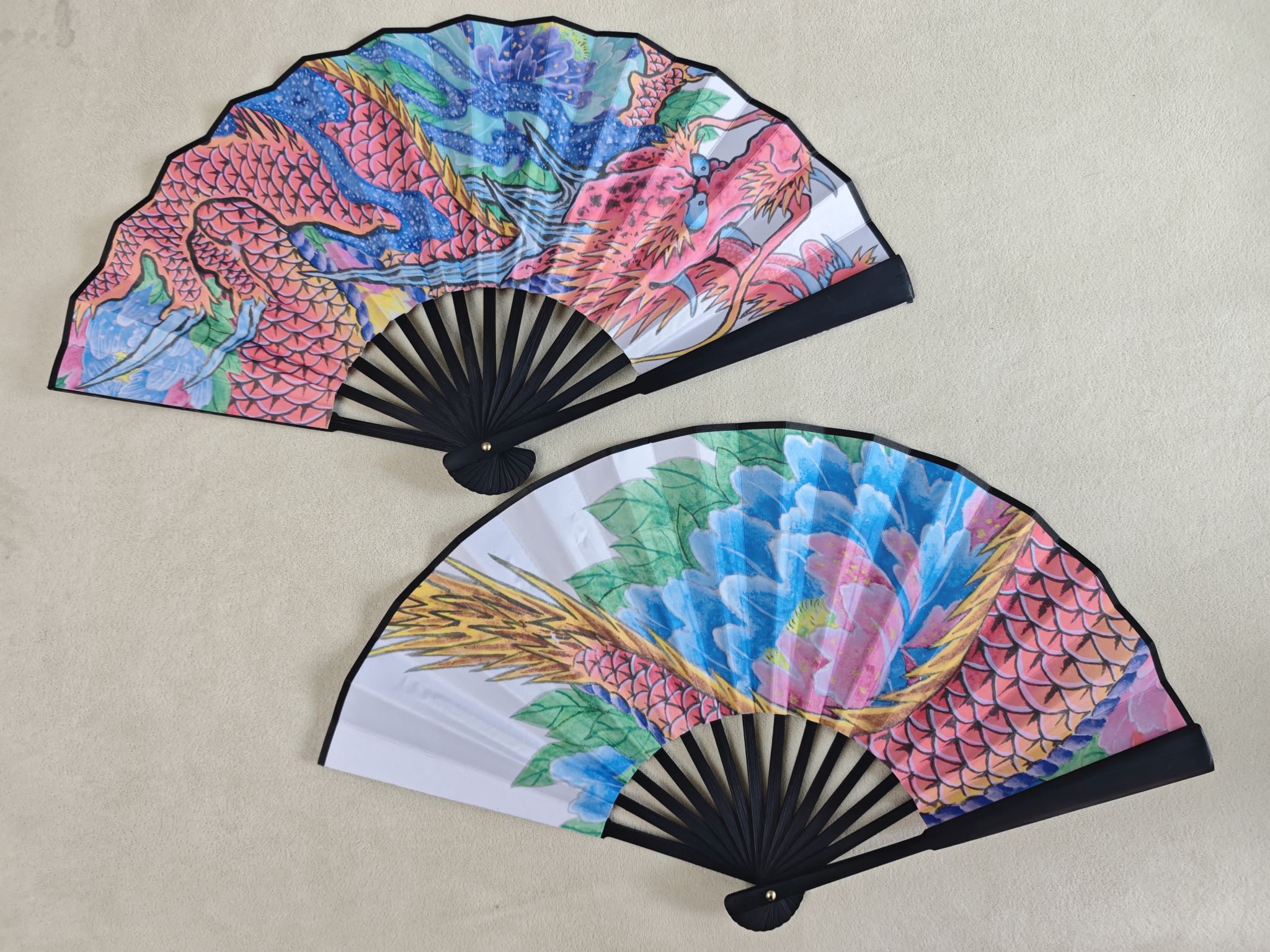 custom printed chinese folding hand fan bamboo silk