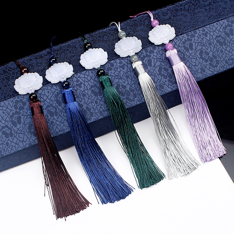 Chinese Style White Jade Lotus Tassel