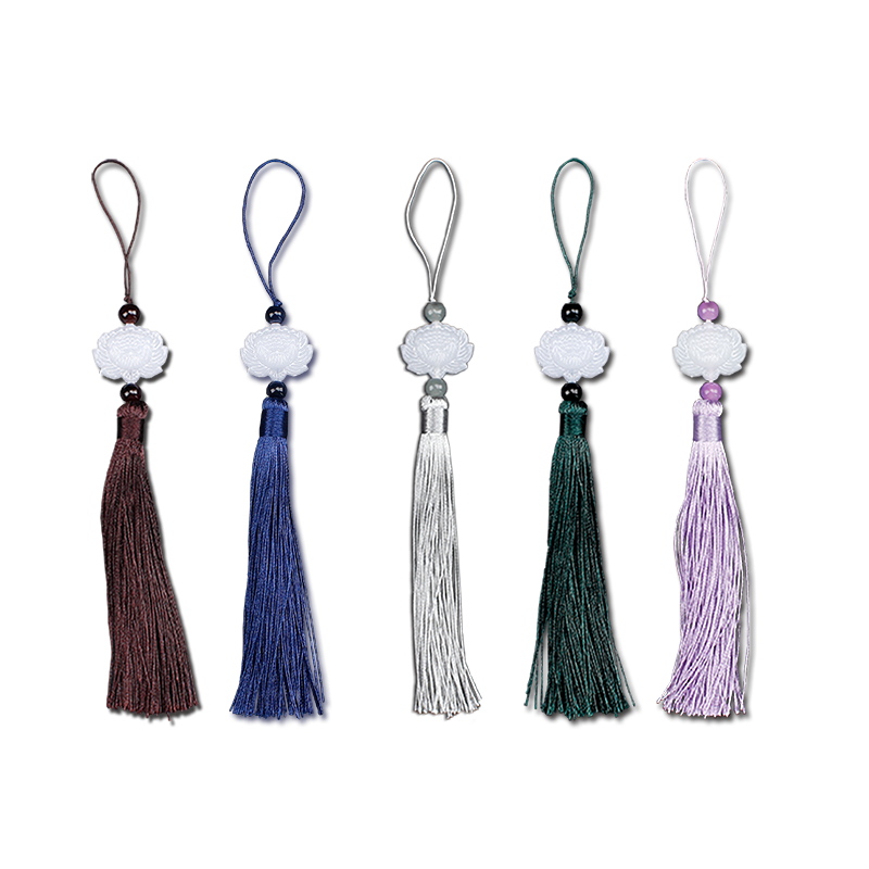 Chinese Style White Jade Lotus Tassel