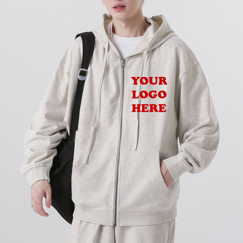 custom pure 100 cotton oversized drop shoulder zip hoodie