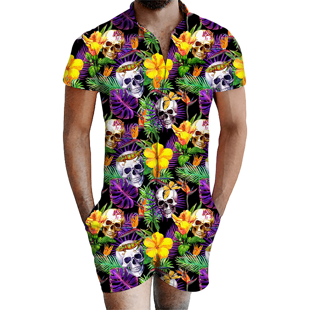 Custom Men's Romper All-Over Printing No Minimum Funny Male Suit Shorts