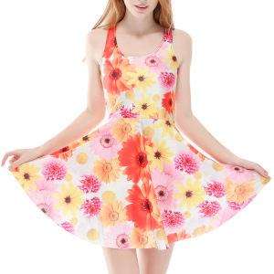 custom all-over printed sleeveless summer skater dress no minimum