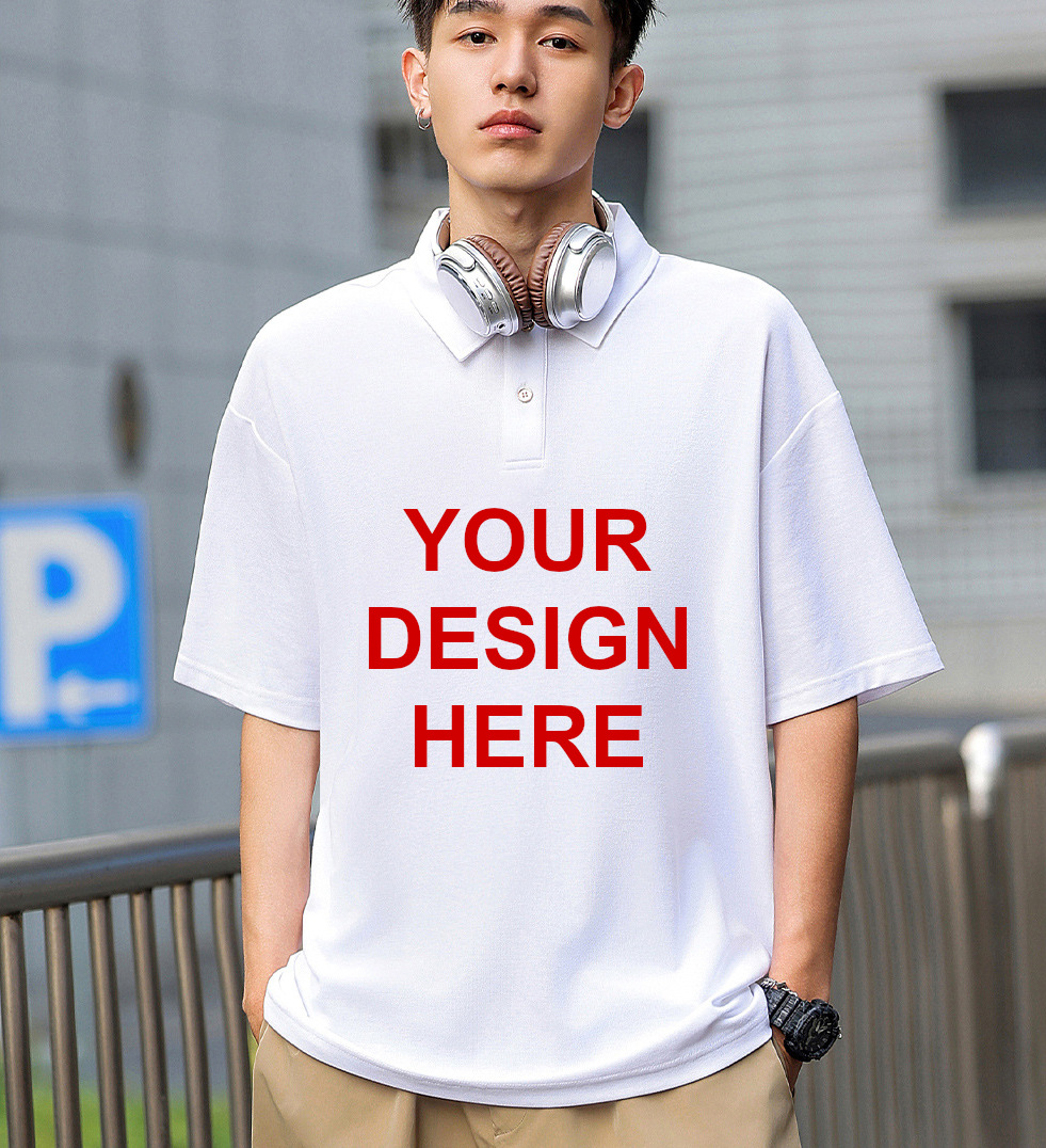 pure 100% combed cotton heavyweight polo shirt custom printed personalized embroidered no minimum