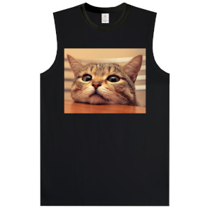 custom printed pure 100% combed cotton kids sleeveless t-shirt crew neck boys' girls'