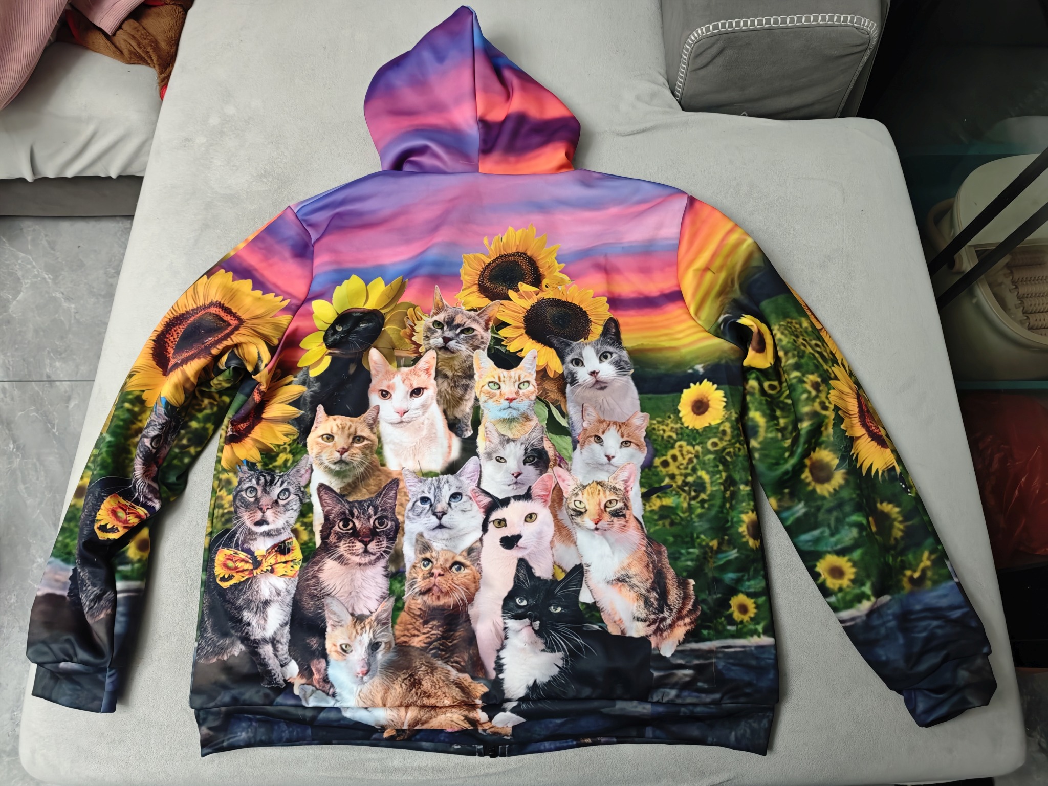 custom all-over winter hoodie thick fleece lined sweatshirt warm hooded jacket personalized printing no minimum