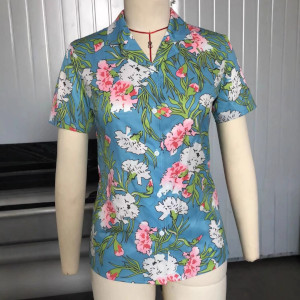 custom all-over printed women's Hawaiian shirt short sleeve summer no minimum