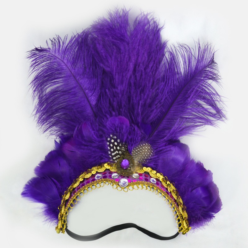 Feather headband wholesale, custom made purple feather tiara