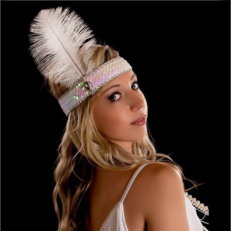 Flapper feather headband wholesale, custom made hair band