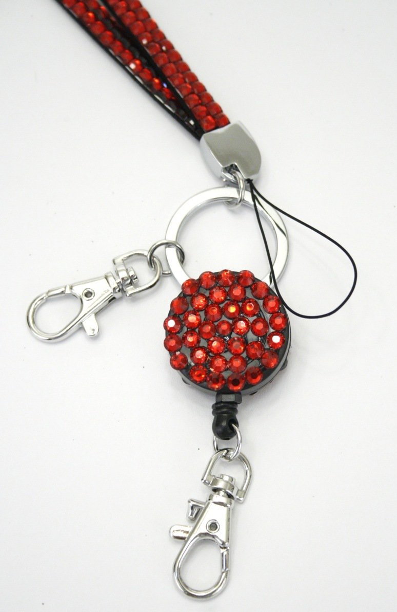 Sparkly Lanyard With Retractable Badge Reel, Bling Rhinestones