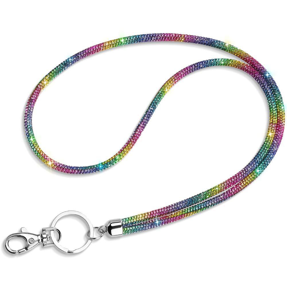 round sparkly bling rhinestone lanyard