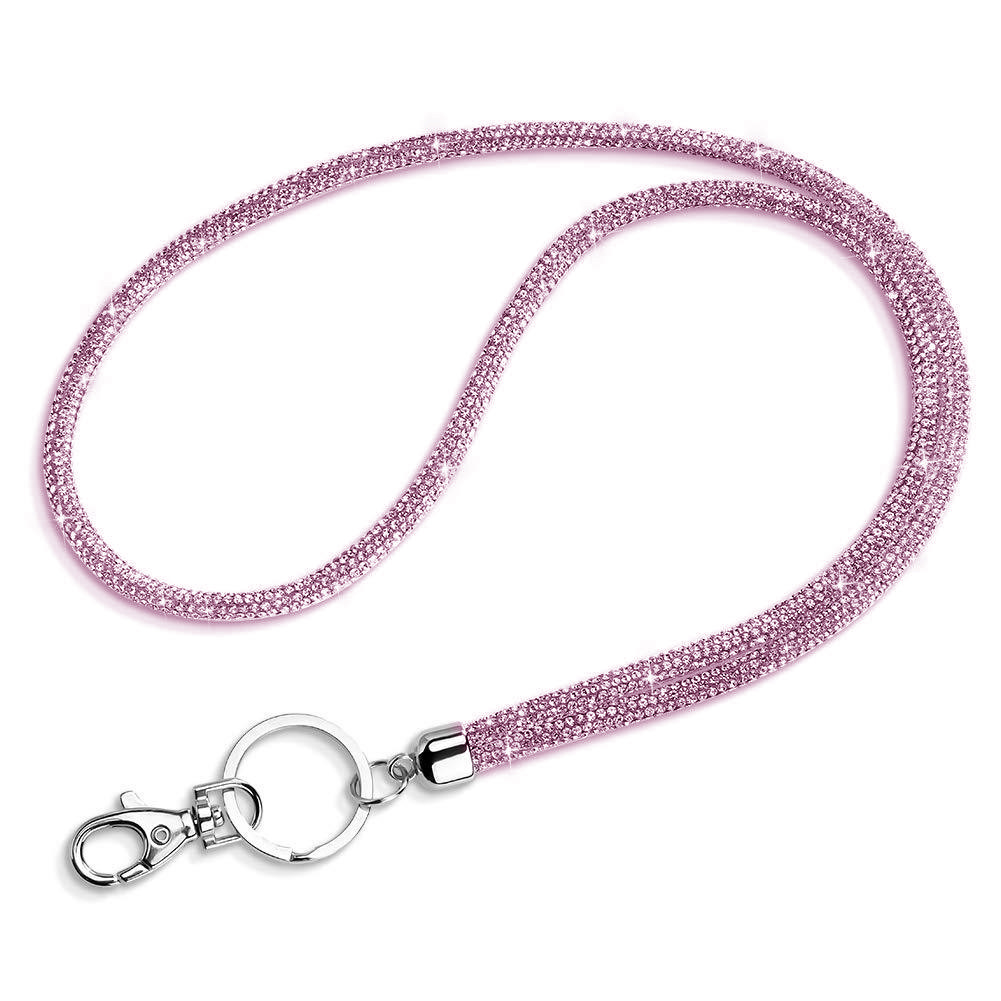 round sparkly bling rhinestone lanyard