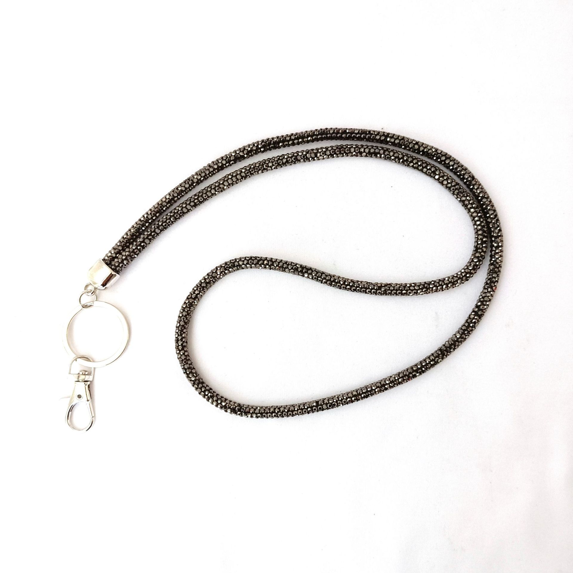 round sparkly bling rhinestone lanyard