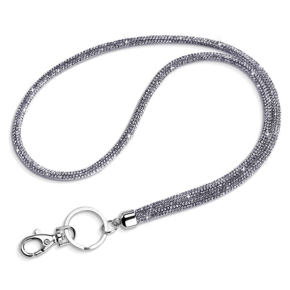 round sparkly bling rhinestone lanyard