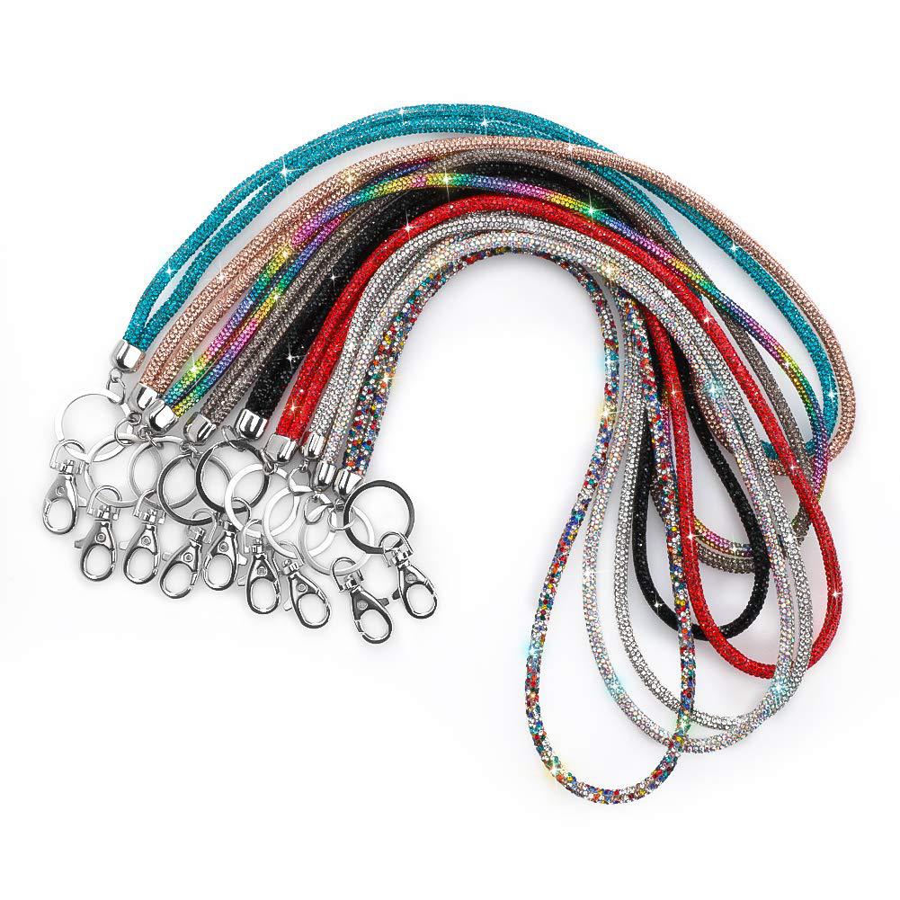 round sparkly bling rhinestone lanyard