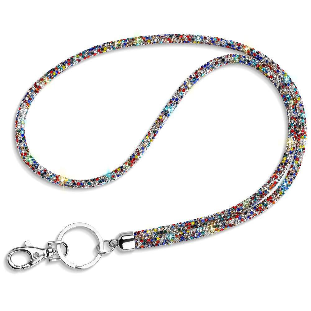 round sparkly bling rhinestone lanyard