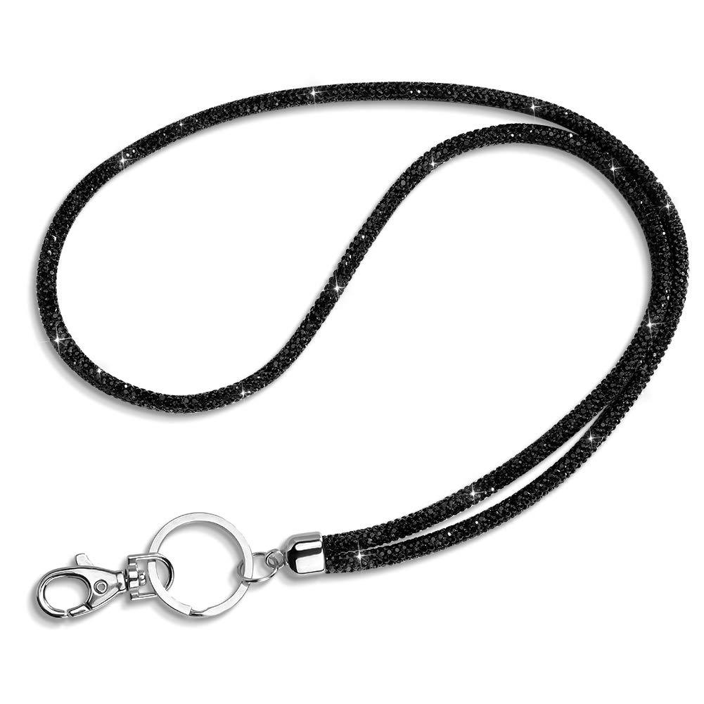 round sparkly bling rhinestone lanyard