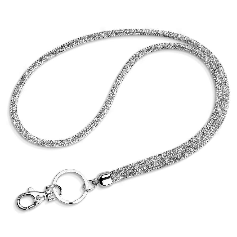 round sparkly bling rhinestone lanyard
