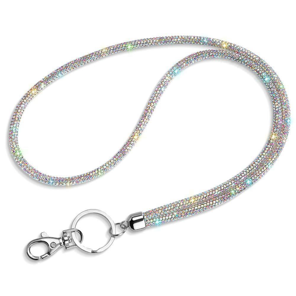 round sparkly bling rhinestone lanyard