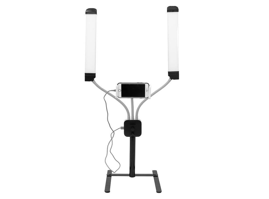 Two arms s1elfie light for cell phone, desktop stand