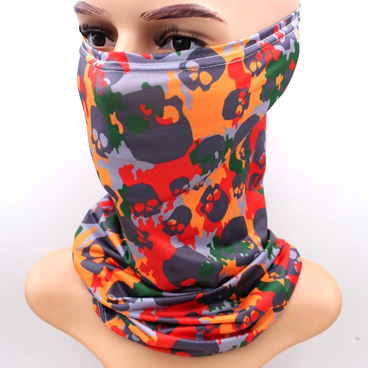 skull cooling neck gaiter sun block UV protection face mask ice silk