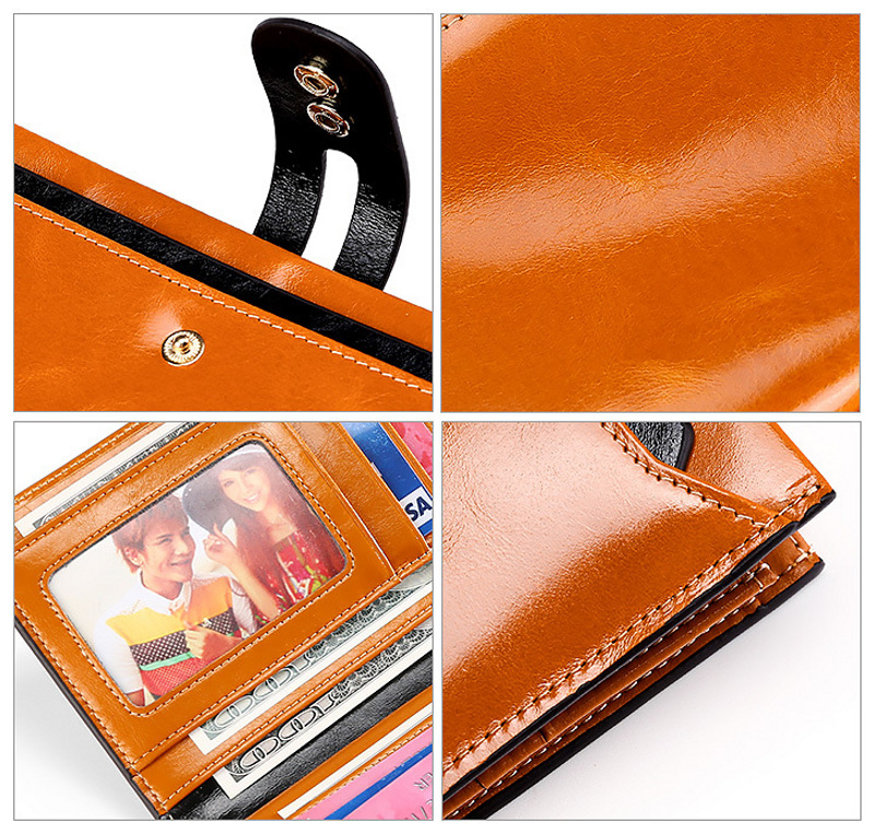 light brown modern lady women genuine leather clutch wallet rfid blocking anti theft wholesale