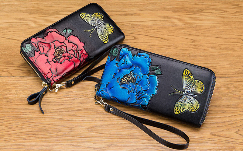 Hand Painted Rose Wallet, EDC Leather Wallet for Women, Card Holder - Shop  Luckysevenleather Card Holders & Cases - Pinkoi