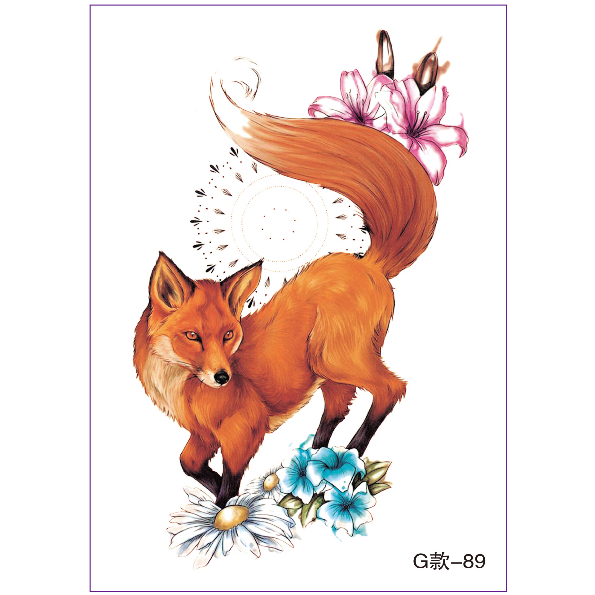 large temporary tattoo sticker fake adult half arm look real fox