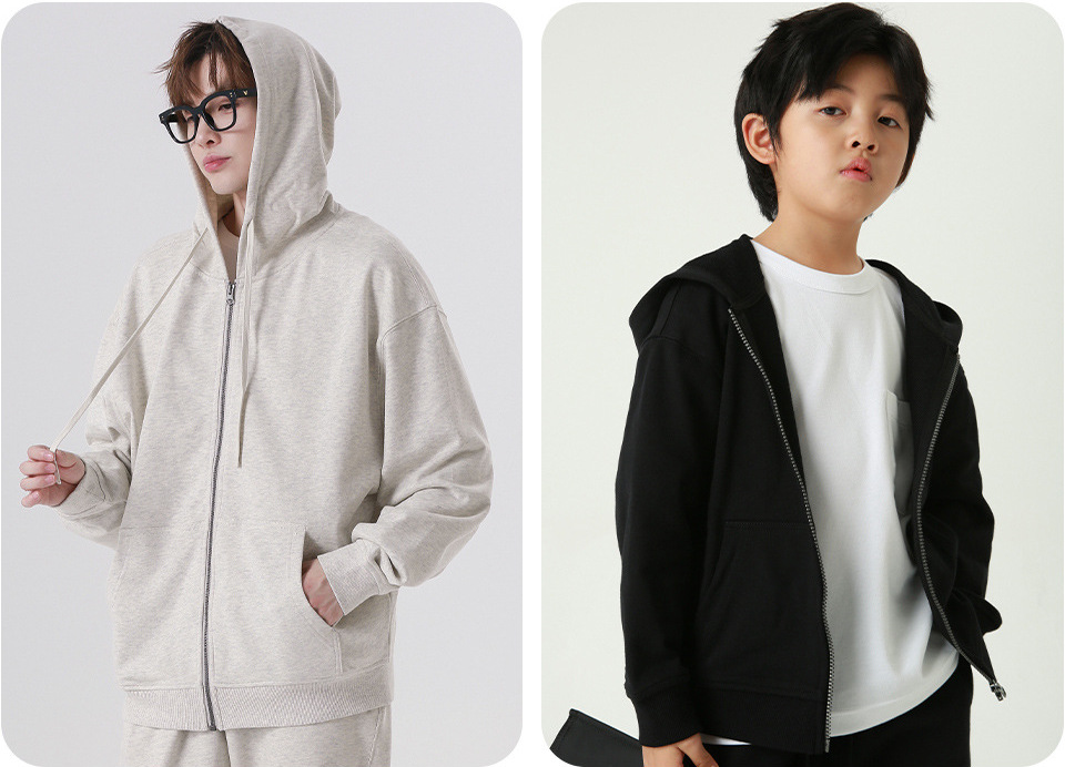pure 100% cotton oversized drop shoulder zip hoodie jacket blank plain