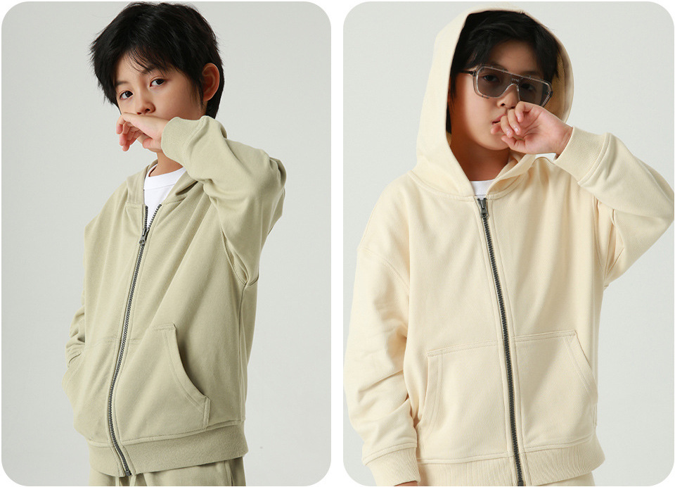 pure 100% cotton oversized drop shoulder zip hoodie jacket blank plain