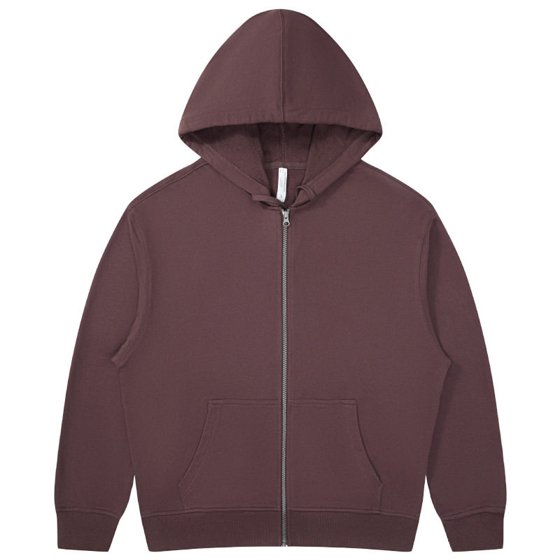pure 100% cotton oversized drop shoulder dark purple zip hoodie jacket blank plain
