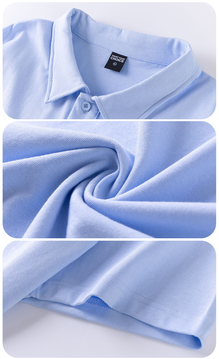 pure 100% combed cotton heavyweight polo shirt men's women's