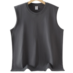 pure 100% combed cotton sleeveless t-shirt men's women's crew neck