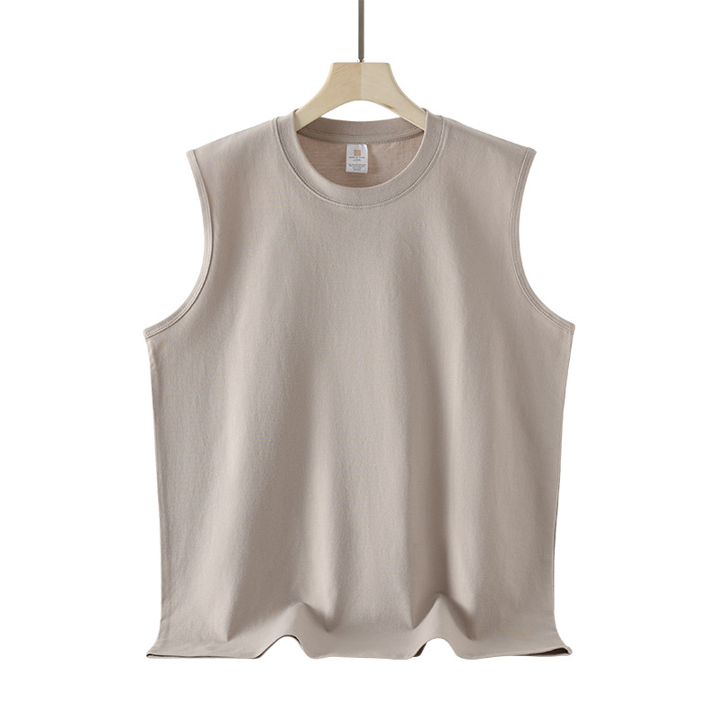 pure 100% combed cotton sleeveless T-shirt men's women's tank top crew neck