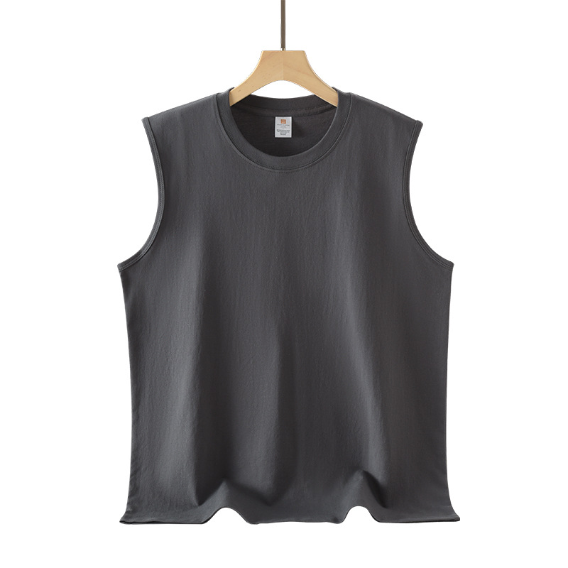 pure 100% combed cotton sleeveless T-shirt men's women's tank top crew neck