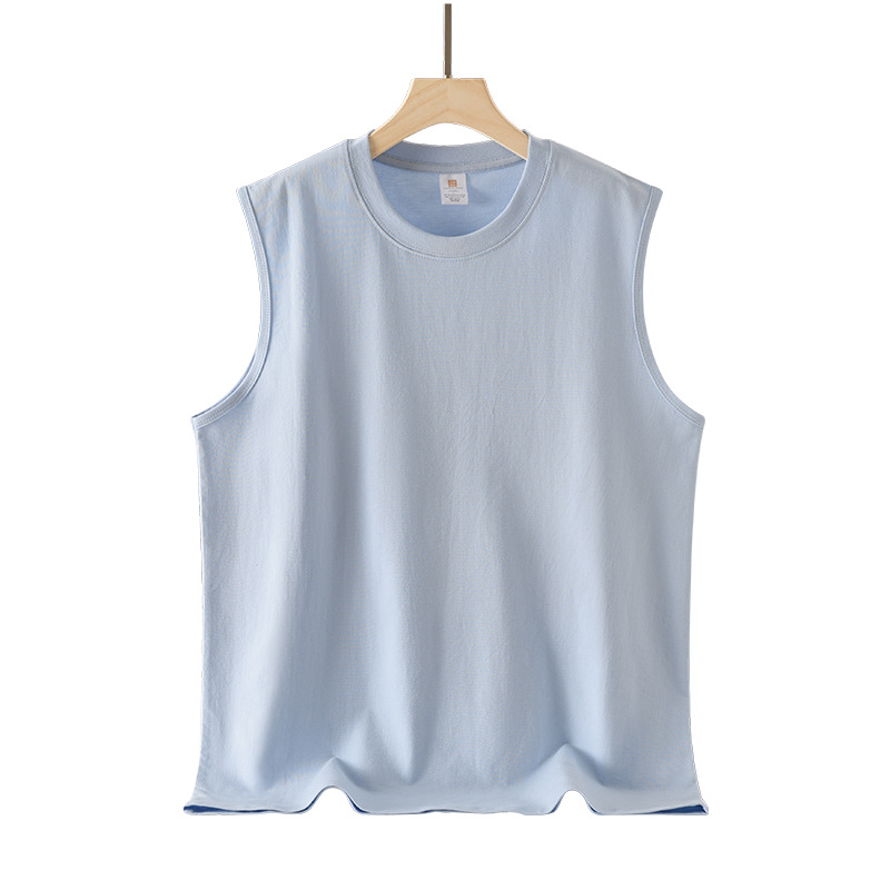 pure 100% combed cotton sleeveless T-shirt men's women's tank top crew neck