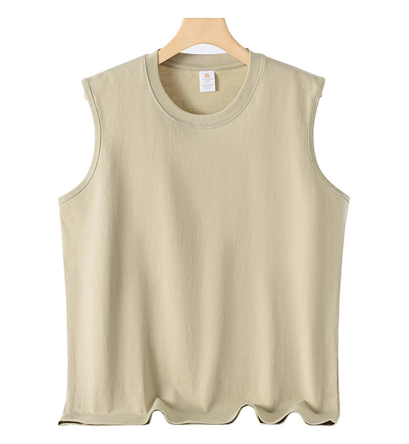 pure 100% combed cotton sleeveless T-shirt men's women's tank top crew neck