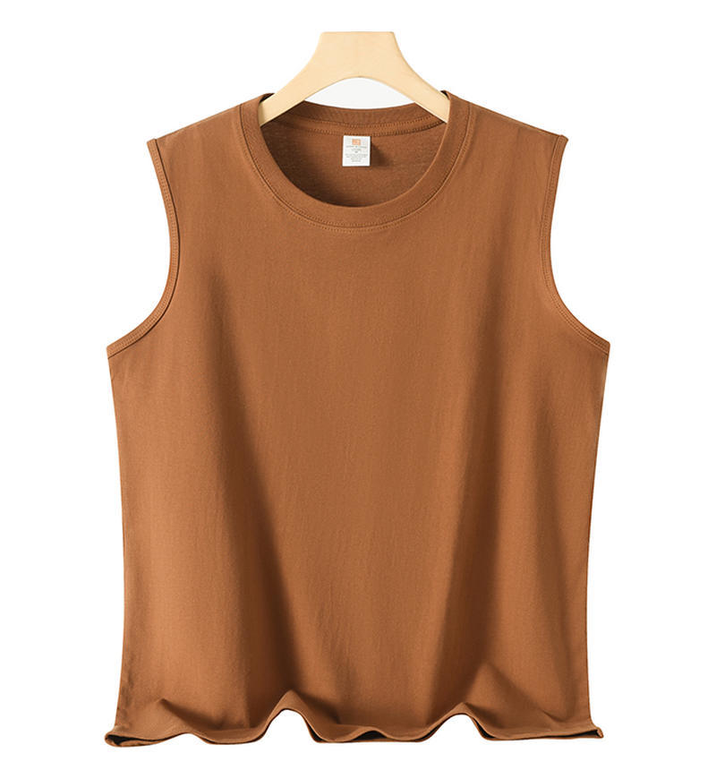 pure 100% combed cotton sleeveless T-shirt men's women's tank top crew neck