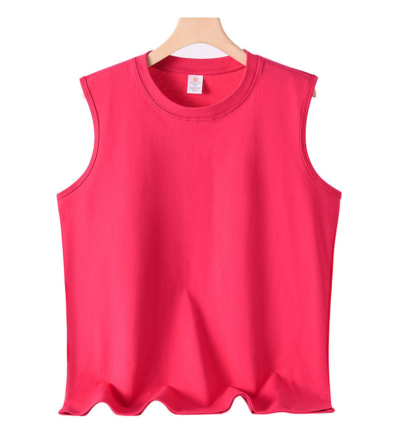 pure 100% combed cotton sleeveless T-shirt men's women's tank top crew neck