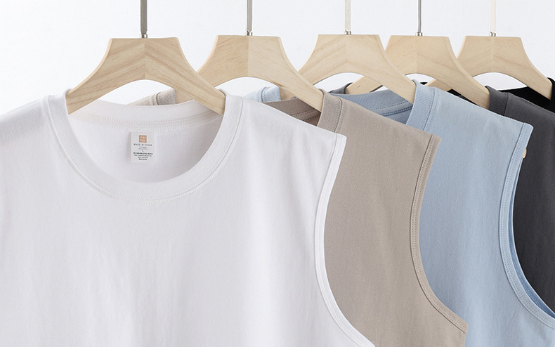 pure 100% combed cotton sleeveless T-shirt men's women's tank top crew neck