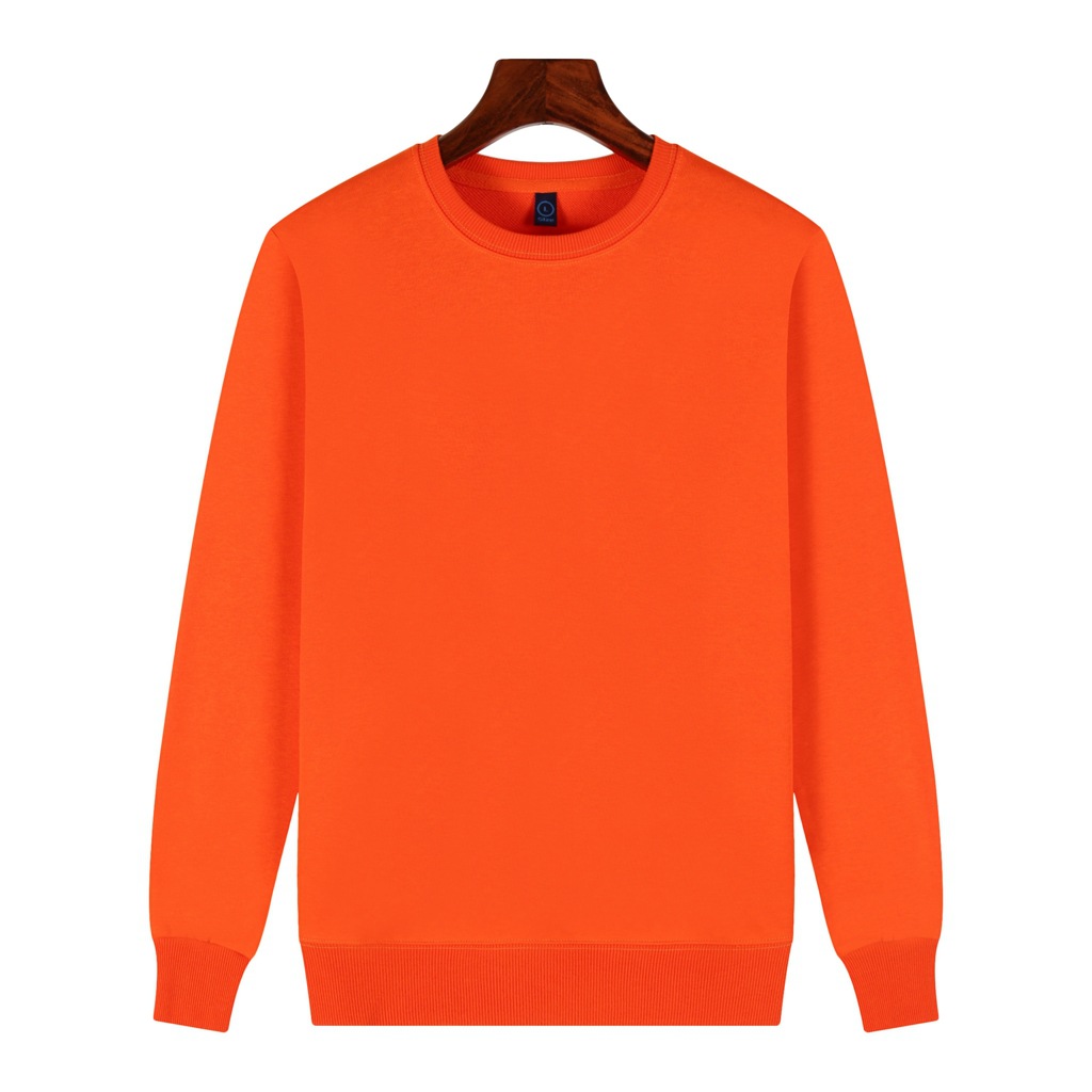 pure 100% cotton sweatshirt long sleeve crew neck orange