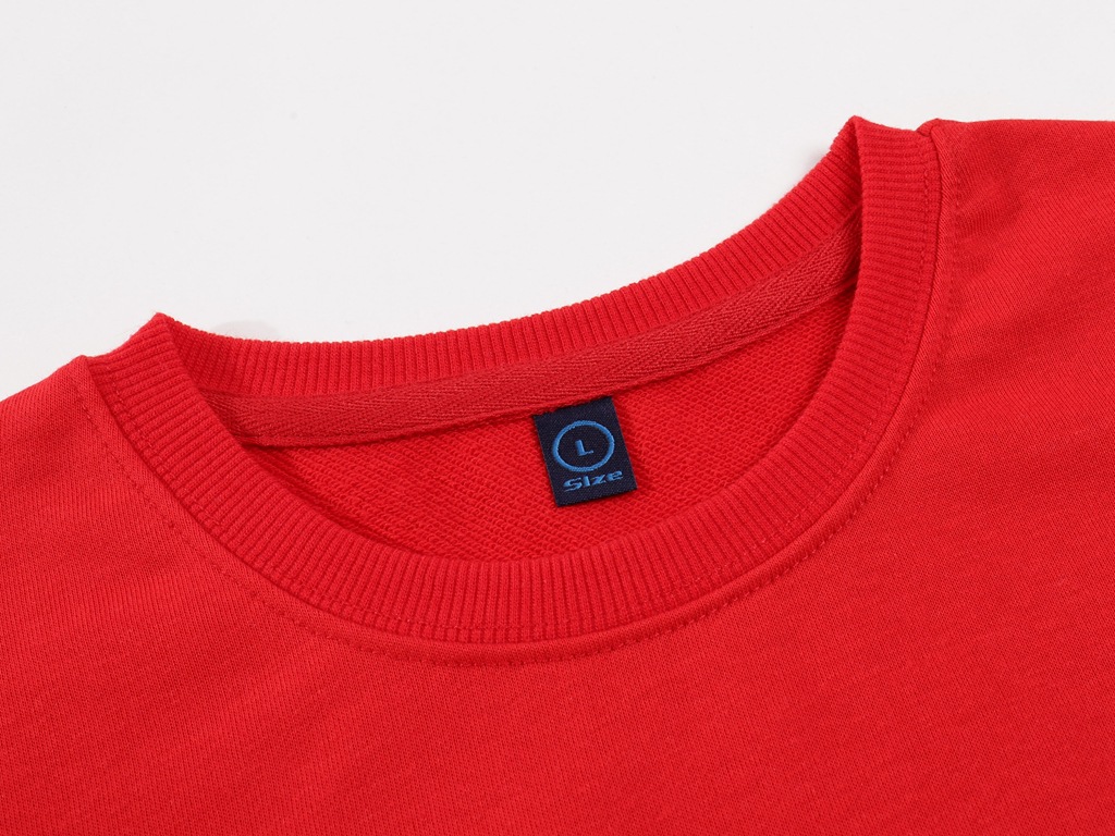 pure 100% cotton sweatshirt long sleeve crew neck red