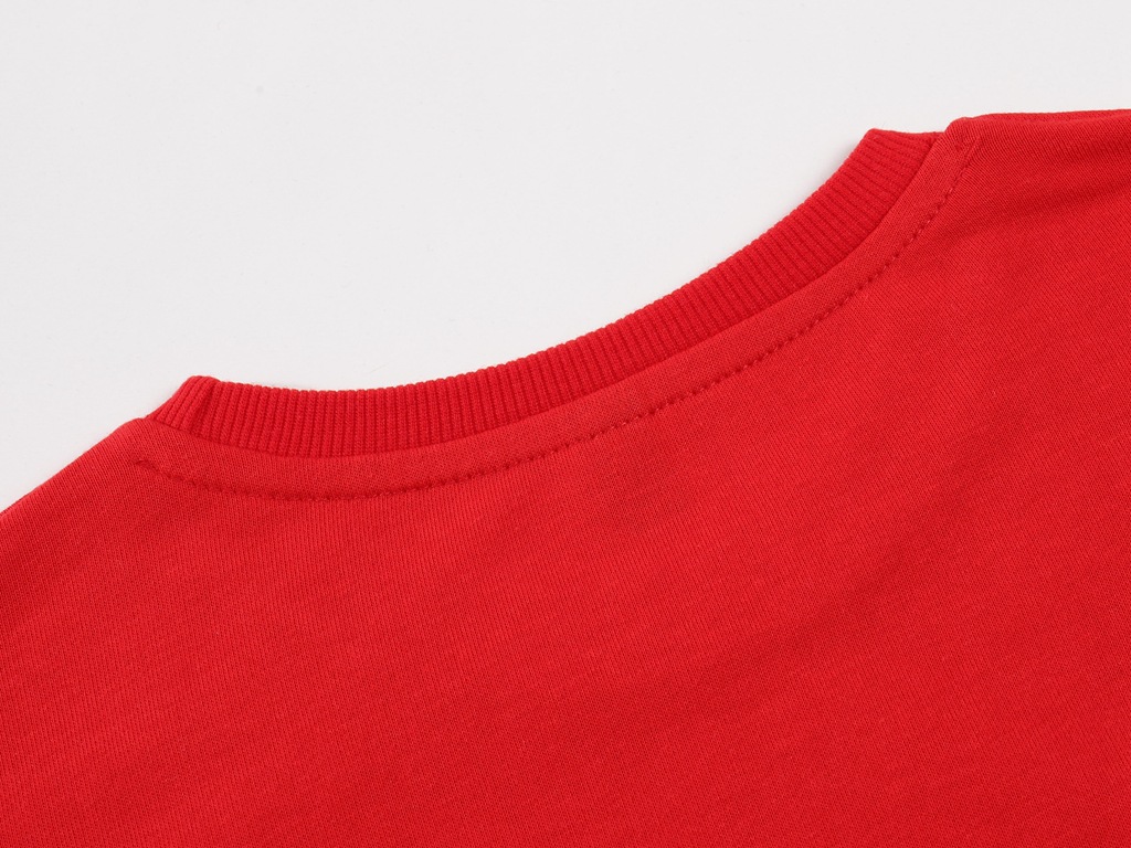 pure 100% cotton sweatshirt long sleeve crew neck red