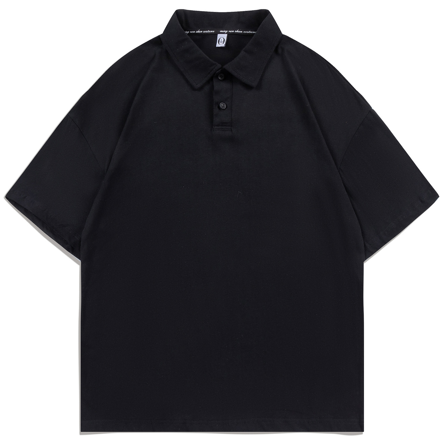 pure 100% combed cotton drop shoulder polo shirt kids black