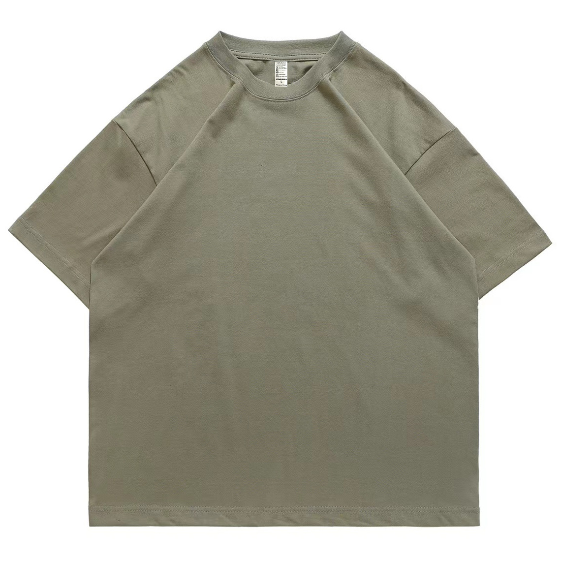 pure 100% cotton T-shirt oversized drop shoulder heavyweight Army Green