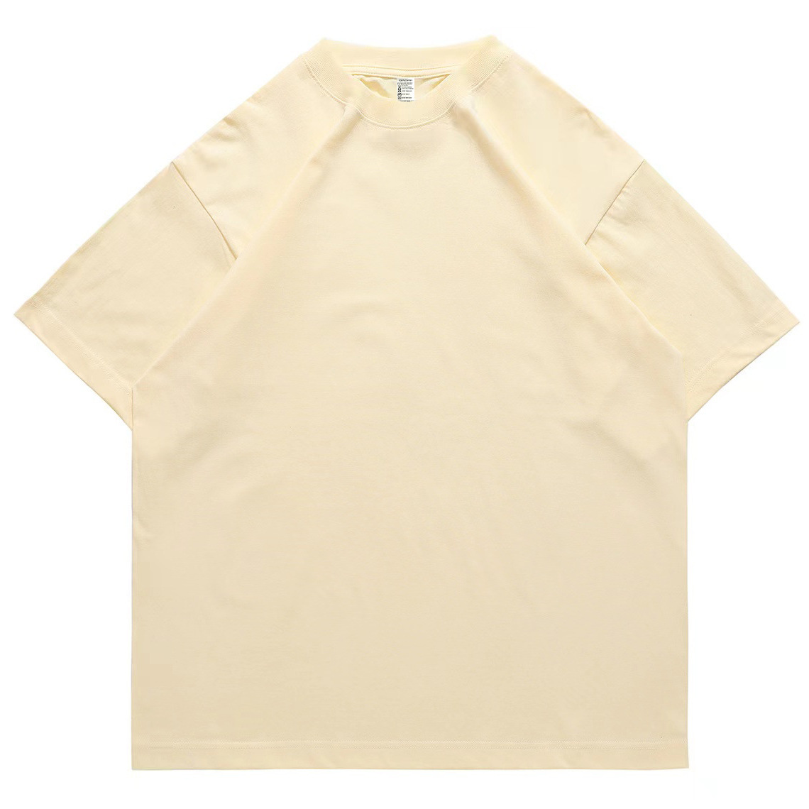 pure 100% cotton T-shirt oversized drop shoulder heavyweight Beige
