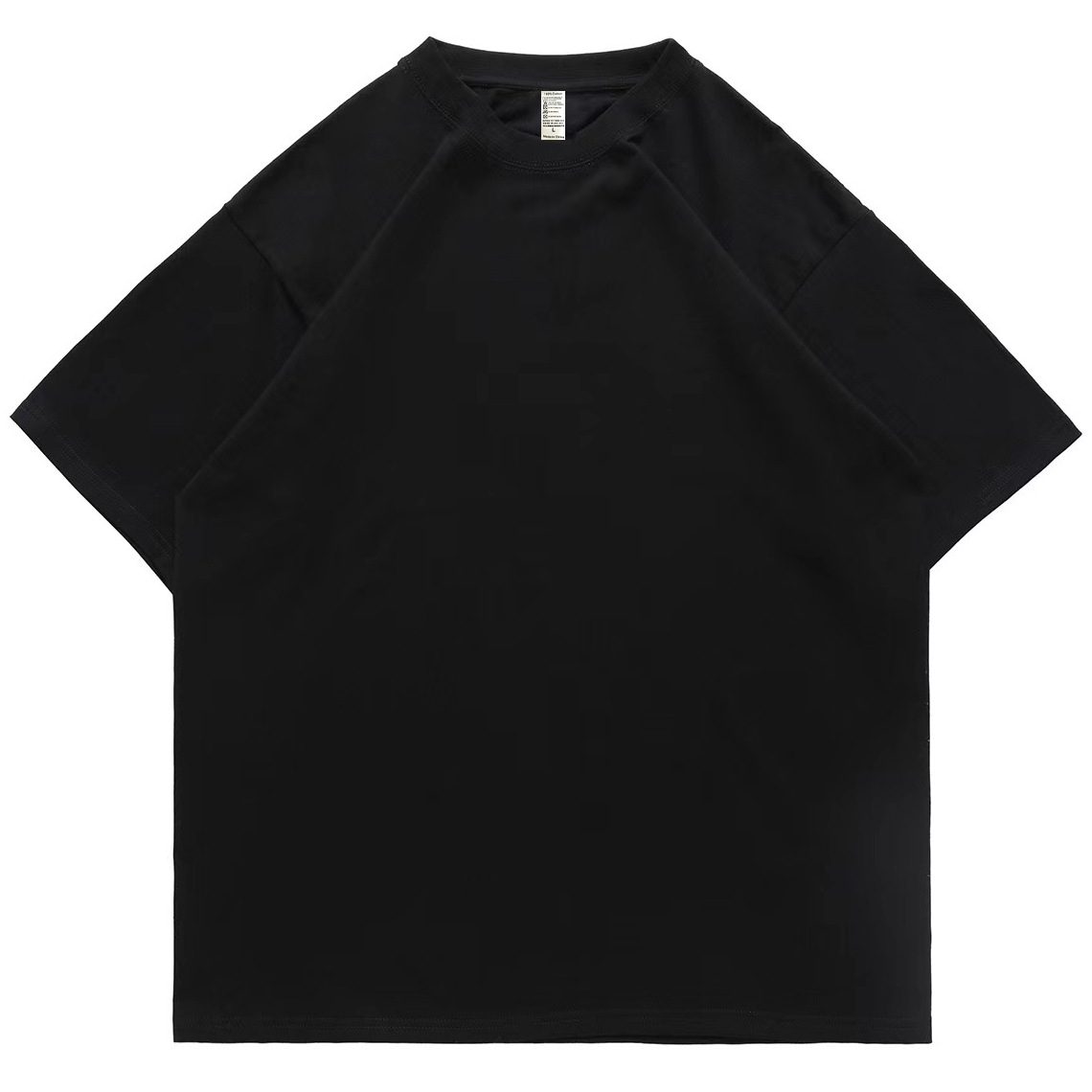 pure 100% cotton T-shirt oversized drop shoulder heavyweight black