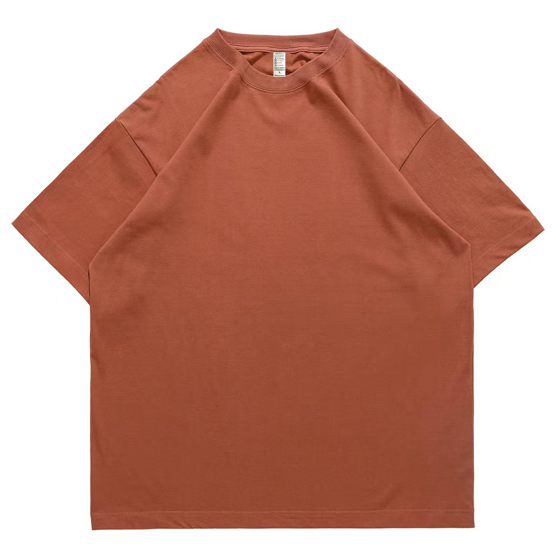 pure 100% cotton T-shirt oversized drop shoulder heavyweight Brick Red