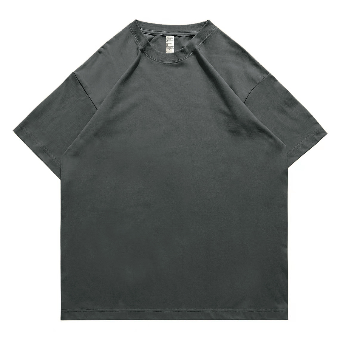 pure 100% cotton T-shirt oversized drop shoulder heavyweight Dark Gray