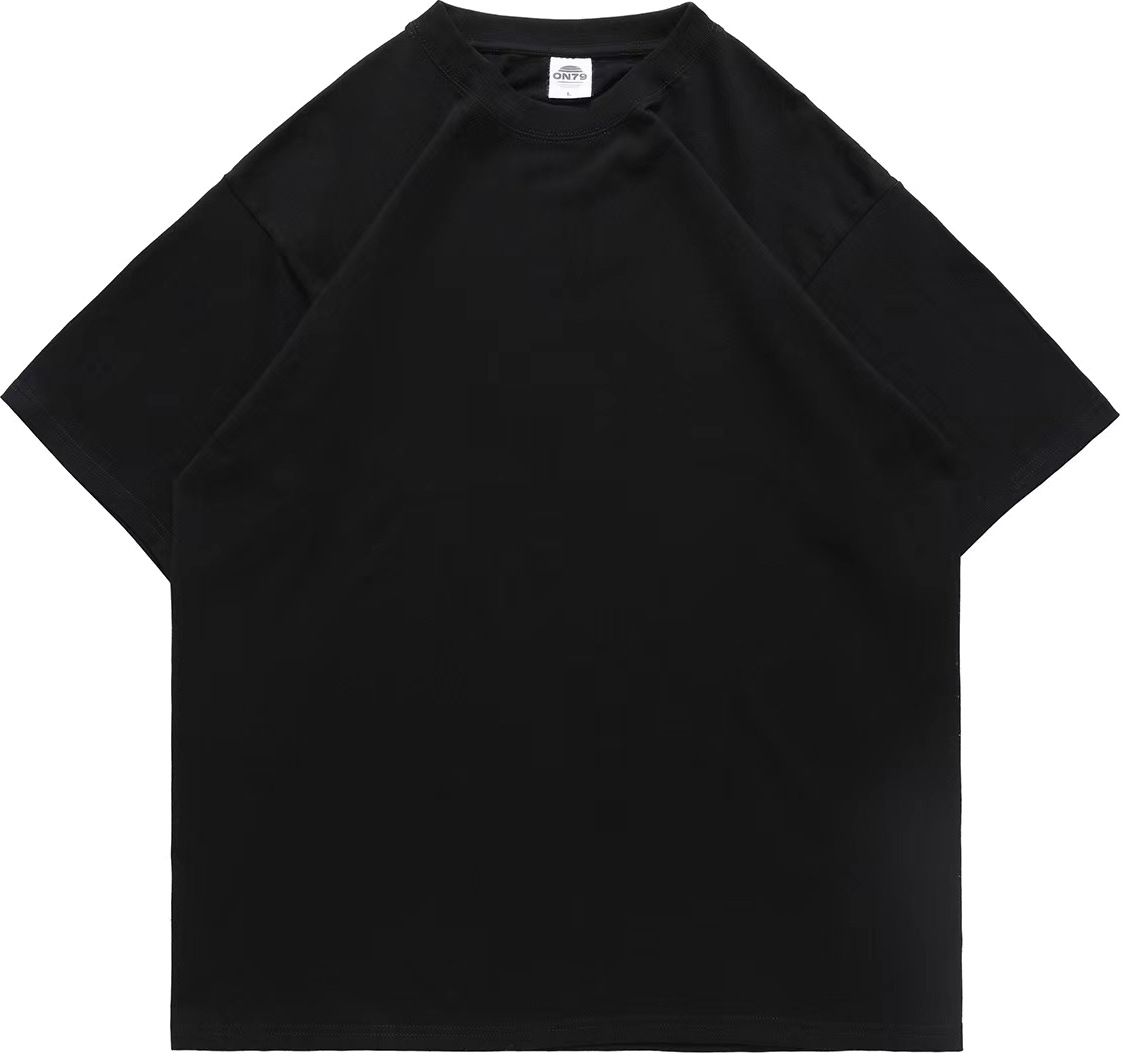 pure 100% cotton T-shirt oversized drop shoulder heavyweight black